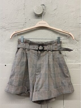 Abercrombie & Fitch Women's Plaid High Waist Belted Shorts